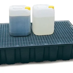 Spilltråg, LxBxH 1220x820x270 mm, 220 liter, med galvat galler